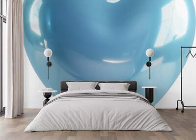 3d rendering of a glass blue heart on a transparent background. Love concept. Wall mural