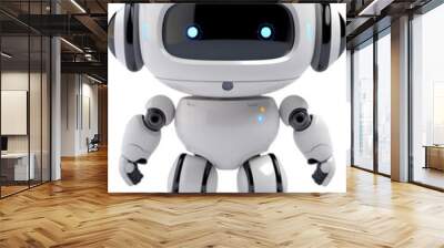 Artificial intelligence robot with cute design - 3D render isolated on free PNG background. Wall mural