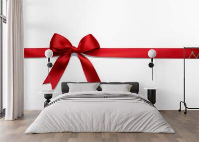 Elegant red ribbon bow transparent Classic Gift Accent Wall mural