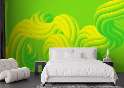 Abstract modern and curved green fluid background with waves lines for wallpaper, cover, card, template, decoration and design.	 Wall mural