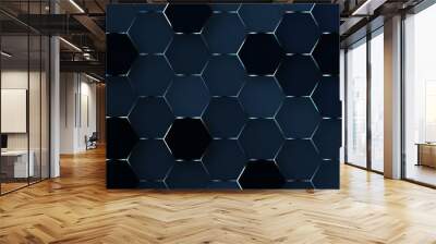 Abstract seamless modern and creative blue hexagon background. Creative and decorative modern technological hexagon pattern background for any design, technology and communication related works Wall mural