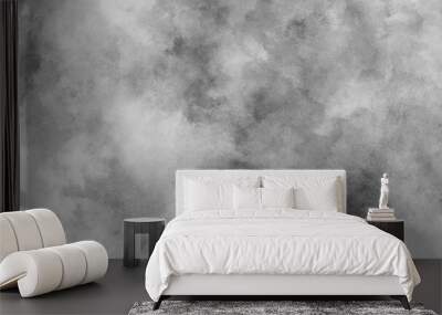 Beautiful blurry abstract black and white texture background with smoke, Abstract grunge white or grey watercolor painting background, Concrete old and grainy wall white color grunge texture. Wall mural