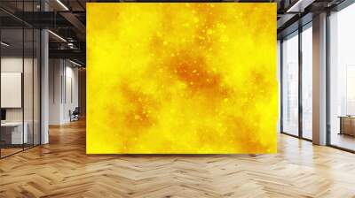 blur and defocused Yellow golden bokeh lights background, beautiful yellow watercolor background with glitter particles, yellow grunge texture background for wallpaper, invitation, cover and design. Wall mural