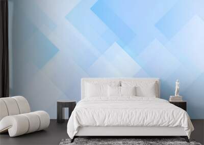 Modern and minimalistic soft blue or white gradient color abstract background with space for text and triangle and geometric square shape and light blue seamless retro pattern geometric shapes. Wall mural