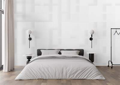 Paper square white Background with modern seamless lines, Abstract seamless and modern random shifted white scaled cube boxes block, Embossed paper square white geometric pattern of 3d blocks pattern. Wall mural