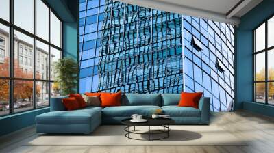 Closeup modern blue glass building Wall mural