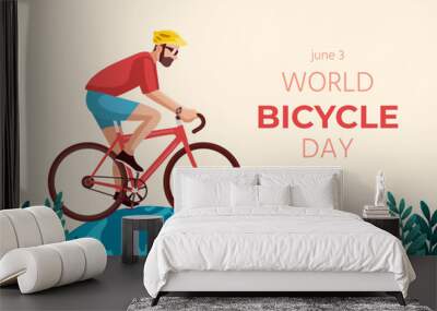 Vector Illustration for World Bicycle Day Wall mural