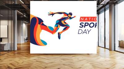 national sports day celebration concept, sports athlete running. world national sports celebration. sports background Wall mural