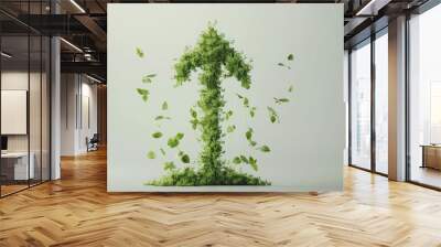 Upward arrow symbol represents growth. With green plant elements forming an upward arrow which symbolizes healthy economic growth, Profit Wall mural