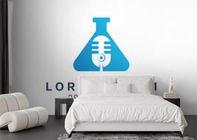 lab and microphone negative space logo design Wall mural