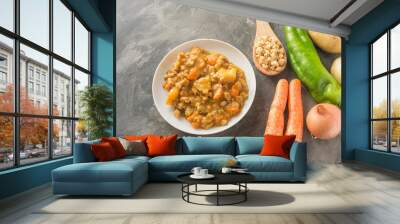 vegetarian stew Soyabean, potatoes and carrot Wall mural