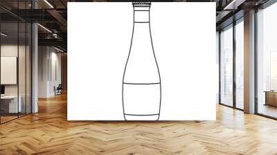 Glass bottle mockup. Vector illustration of package for liquid. Line design icon. Wall mural