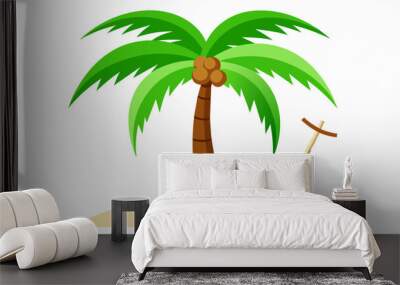 palm tree on a white background Wall mural