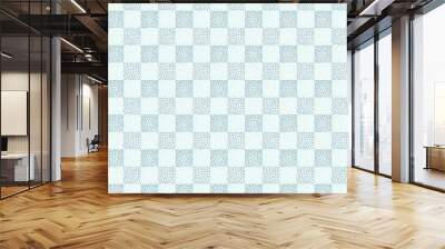 Seamless checkered background, squares made up of blue and gray dots. Wall mural