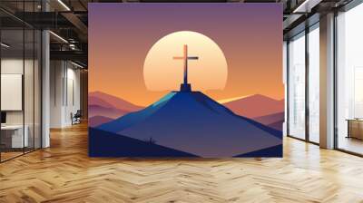 sunset in the mountains Wall mural