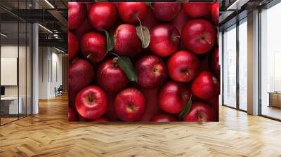 Fresh red apples, top view, vibrant and plentiful. Wall mural