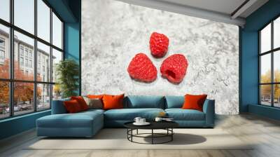 Raspberries on grey rustic background Wall mural