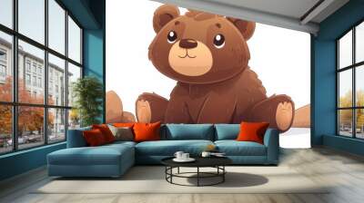 Sweet, smiling cartoon brown bear in a simple, playful style, perfect for children's designs. Wall mural