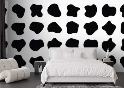 Abstract fluid black blob shape vector set. Modern liquid irregular blob shape elements graphic flat style Wall mural