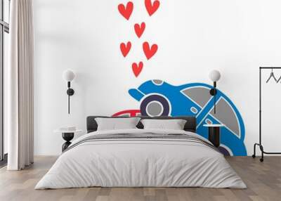 Сars in love. Car crashes. One car hit another car from behind. Sleek design. vector illustration Wall mural