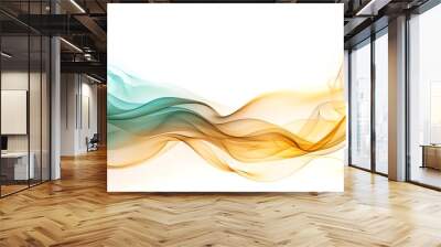 Abstract wavy lines, smoke textures, white background, banner. Wall mural