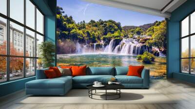 Beautiful Skradinski Buk Waterfall In Krka National Park, Dalmatia, Croatia, Europe. The magical waterfalls of Krka National Park, Split. An incredible place to visit near Split, Croatia. Wall mural