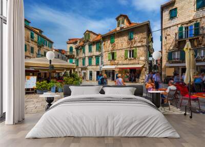 Street in Split historical center, Croatia. Beautiful square of the old town of Split in Croatia. Old stone street of Split historic city, Dalmatia, Croatia Wall mural