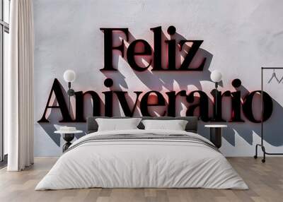 Feliz Aniversario Happy Birthday in Portuguese language greeting card banner with color party balloons Wall mural