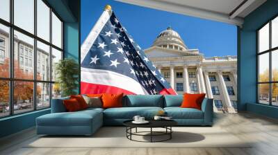 American Flag in the Foreground of the Utah State Capitol Wall mural