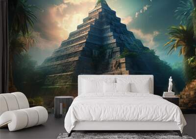 Aztec pyramid. Wall mural