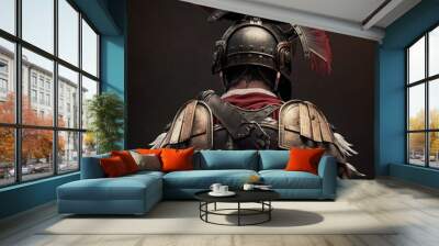 Back view of a Roman soldier. Generative AI. Wall mural