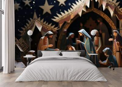 Image of a manger. Generative AI. Wall mural