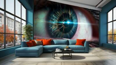 Laser eye surgery. Generative AI. Wall mural