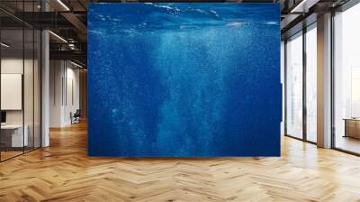 Air bubbles underwater rising to water surface, natural scene, Mediterranean sea, France Wall mural