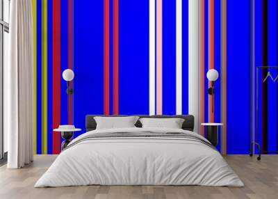 Blue pink white lines abstract background with stripes Wall mural