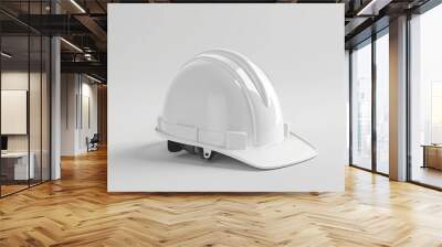 A variety of side perspectives highlights a white hard hat positioned on a gray background, great for industrial or safety-related stock imagery. Wall mural