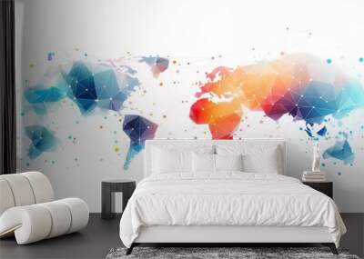 Abstract Lines Technology Futuristic Background world communication connected Wall mural