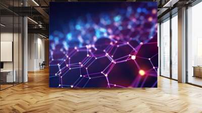 Abstract technology or medical background with hexagons shape pattern molecular structure Wall mural