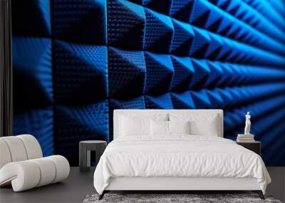 acoustic foam material for sound isolation, blue background Wall mural