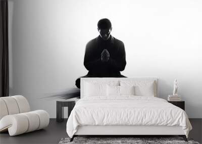 african black man thinking pensive praying silhouette background Wall mural