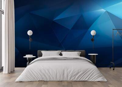 Blue geometric structures give a glowing luminescent effect against a dark backdrop, ideal for high-tech themes Wall mural