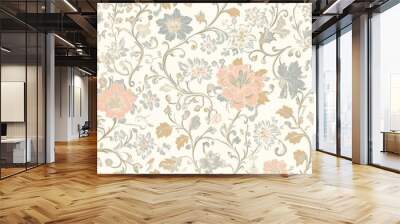 Elegant Floral Pattern in Soft Pastel Colors Wall mural