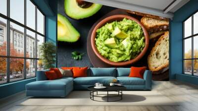 Fresh Avocado and Toast Spread Wall mural