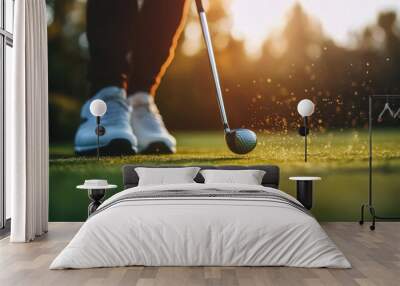 Golf Swing at Sunset Wall mural