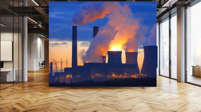 Industrial Power Plant at Sunset Wall mural