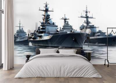 Military equipment, missiles launcher on the modern warship isolated background png Wall mural