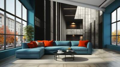 Modern Architectural Details in Concrete Environment Wall mural