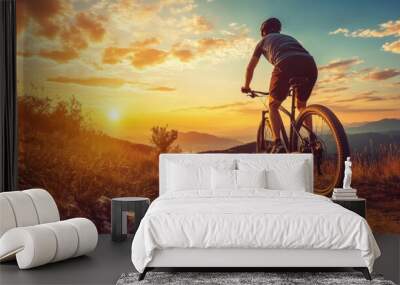 Mountain Biker at Sunset Wall mural