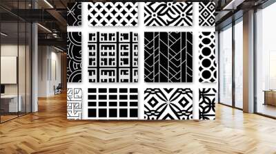 This set showcases a variety of black and white designs with intricate patterns and bold contrasts suited for any creative project Wall mural