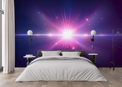 transparent vfx sunlight special lens flare light effect. Sun flash with rays and spotlight Wall mural